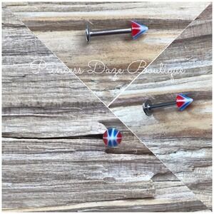 Tribal Arrow Lip Labret Monroe Piercing Jewelry Stainless Steel Red White Blue